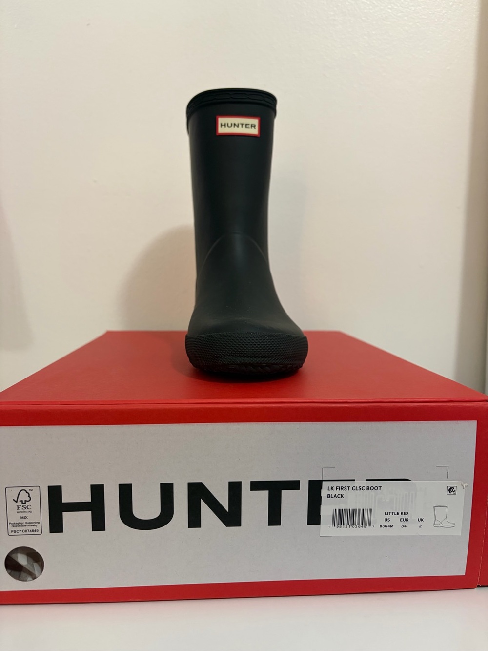 Hunter Kids Matte Black Short Rain Boot
